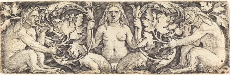 Ornament med tre Satyrer