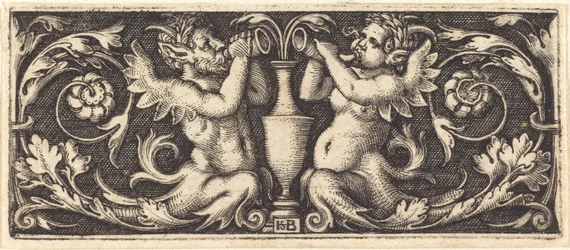 Ornament med to Tritons blæsende horn
