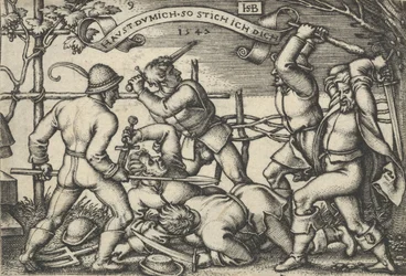 Bondeslagsmål, fra Bondegildet eller de tolv måneder, 1547.