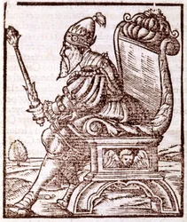 Qubilai (Kubilai Khan, første kejser af det mongolske Yuan-dynasti (1215-1294) - i "" Cosmographia"" af S. Munster. Paris