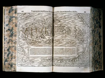 Venedig, illustration fra Cosmographia, af Sebastian Munster (1488-1552), træsnit, 31x22 cm, H. Petri print, Basel