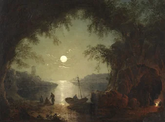 A Moonlit Cove (olie på lærred)
