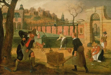Gardeners at Work (olie på panel)