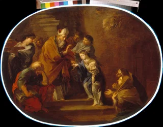 La presentation de la bienheureuse Vierge Marie - Peinture de Sebastiano Conca (1680-1764), huile sur toile, 89x119 cm - Præsentationen af den hellige jomfru Maria, Olie på lærred af Sebastiano Conca - State A Pushkin Museum of Fine Arts, Moskva