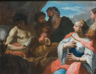 Anthiocus får besøg af lægen i nærværelse af Seleucus og Stratonice, slutningen af det 17. århundrede (olie på lærred)