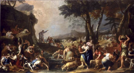 Moses får vand til at strømme fra klippen, 1725-26