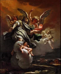 Sankt Sebastians apoteose, maleri af Sebastiano Ricci (1659-1734), 1694, mål 78,5 x 63,5 cm, Milano, Civiche Raccolte del Castello Sforzesco