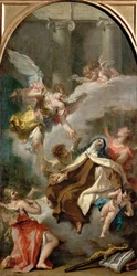 Sankt Teresa af Avilas syn (1515-1582) - Sebastiano Ricci (1659-1734). Olie på lærred, ca 1728. Mål: 71,5x37 cm. Kunsthistorisk museum, Vienne