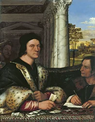 Portræt af færge Carondelet 1473-1528, med hans sekretær