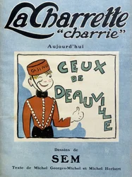 Deauville casino dealer, illustration af Sem til forsiden af månedsmagasinet "" La charrette charrie""" (1922).
