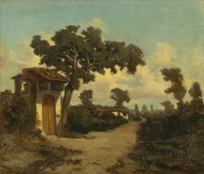 Around Florence, af Serafino De Tivoli (1825-1892), olie på lærred, 31x37 cm