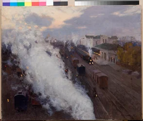 Kharkov Railvao Station - Vinogradov, Sergey Arsenievich (1869-1938) - 1892 - Olie på lærred -