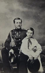 Portræt af storhertug Constantin Nikolaevich af Rusland 1827-1892 med sønnen Nicholas Constantinovic