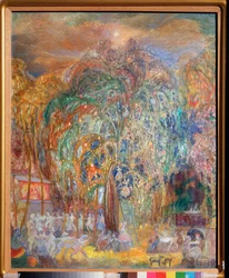 Night Fete (Night Fete) - Maleri af Sergei Yurievich Sudeykin (Serge Soudeikine) (1882-1946), tempera på lærred