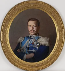 Alexandre III - Portræt af kejser Alexander III (1845-1894) - Peinture de Sergei Konstantinovich Zaryanko (1818-1870), ca 1865 - Olie på lærred, 78x71 - Privat samling