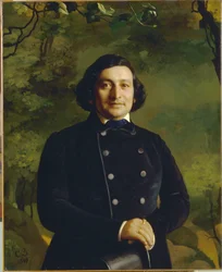 Portræt af sangeren af ​​Opera Osip Afanasievich Petrov (1806-1878). Maleri fra Sergey (Sergei, Sergei) Konstantinovich Zaryanko (Zianko) (1818-1870), olie på lærred