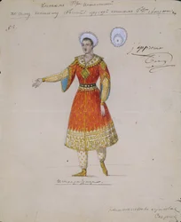 Kostumedesign til balletten Tsarina Syuyumbeki af A. Blanche, 1832