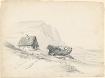 Hus og båd ved kysten