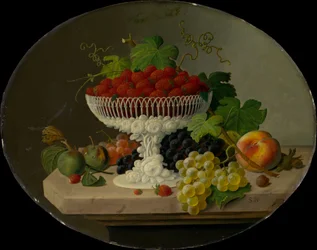Stilleben med jordbær i en kompot, 1865-70.