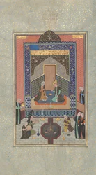 Bahram Gur i det mørke palads lørdag, Folio 207 fra en Khamsa..., A.H. 931A.D. 1524-25