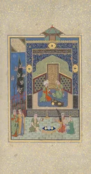 Bahram Gur i det turkise palads onsdag, Folio 216 fra en Khamsa...AH 931AD1524-25