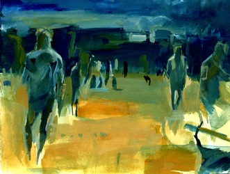 Figurer i parken, 2024 (akryl og collage)