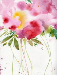 Abstrakte lyserøde akvarelblomster