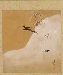 Fugle i sne fra Album of Paintings af den ærværdige Zeshin