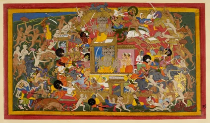 Belejringen af Lanka, ca. 1653 (uigennemsigtig akvarel og guld på papir)
