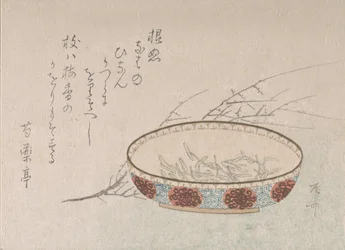 Gren af blommeblomster og skål, 1800-tallet., 1800-tallet.