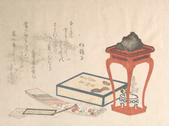Stativ, æske og skrivepapir, sandsynligvis 1816., sandsynligvis 1816.
