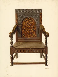 Oak Inlaid Chair, ejet af Miss Dorothy Chune Fletcher (chromolitho)