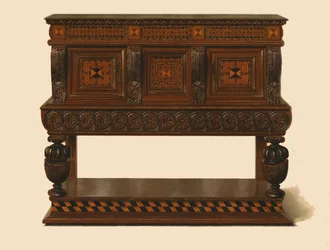 Stående buffet af valnød og eg, 1904