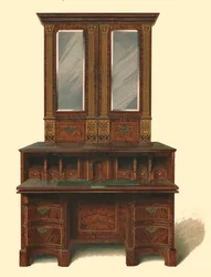 Valnød indlagt skriveskab, 1905