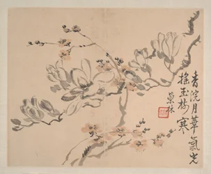 Landskaber og blomster, dateret 1745 (album med otte malerier; blæk og farve på papir)