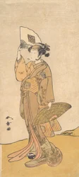 Nakamura Matsue II som en kvinde, der står på en bakke, 1773.