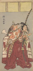 Skuespilleren Ichikawa Danjuro V, iklædt voluminøse ceremonielle bukser Nagabakama,..., 1726-1