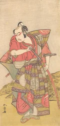Den anden Ichikawa Yaozo som en samurai klædt i en prangende kamishimo, sandsynligvis 1773.