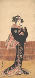 Den tredje Azuma Tozo som kvinde i en sort kimono, sandsynligvis 1782