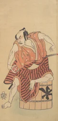 Den tredje Otani Hiroemon som en Otokodate siddende på et omvendt badekar, 1768 eller 1769.