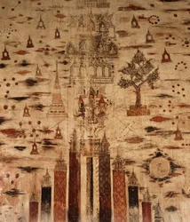 Vægmaleri af bjerget Meru, 1734 (maling på sten)