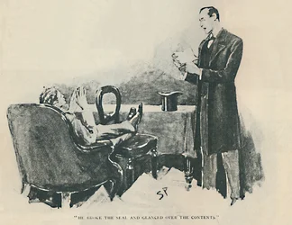 Han brød seglet og kiggede over indholdet, 1892