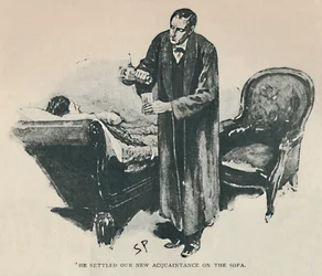 Han anbragte vores nye bekendtskab på sofaen, 1892