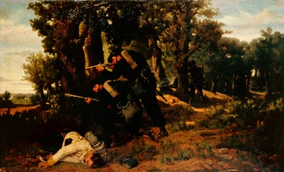 Baghold af Bersaglieri (soldater), af Silvestro Lega (1826-1895).