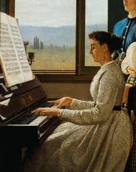 Stærens sang, af Silvestro Lega (1826-1895), olie på lærred, detaljer