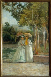 Walk in the Garden Maleri af Silvestro Lega (18126-1895) Firenze fra det 19. århundrede, Museum of Modern Art