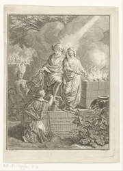Allegorisk titelblad med patriark Abraham og sandhed Titelside for: Arnold Hoogvliet, patriarken Abraham, i XII Boeken, s.a.