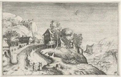 Landsby i et bjerglandskab Forskellige landskaber (serietitel) Topographia variarum regionum (serietitel)
