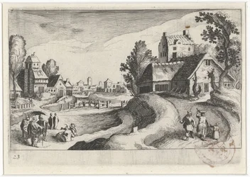 Landsbyudsigt med en gård