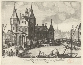 Udsigt over den første Regulierspoort i Amsterdam